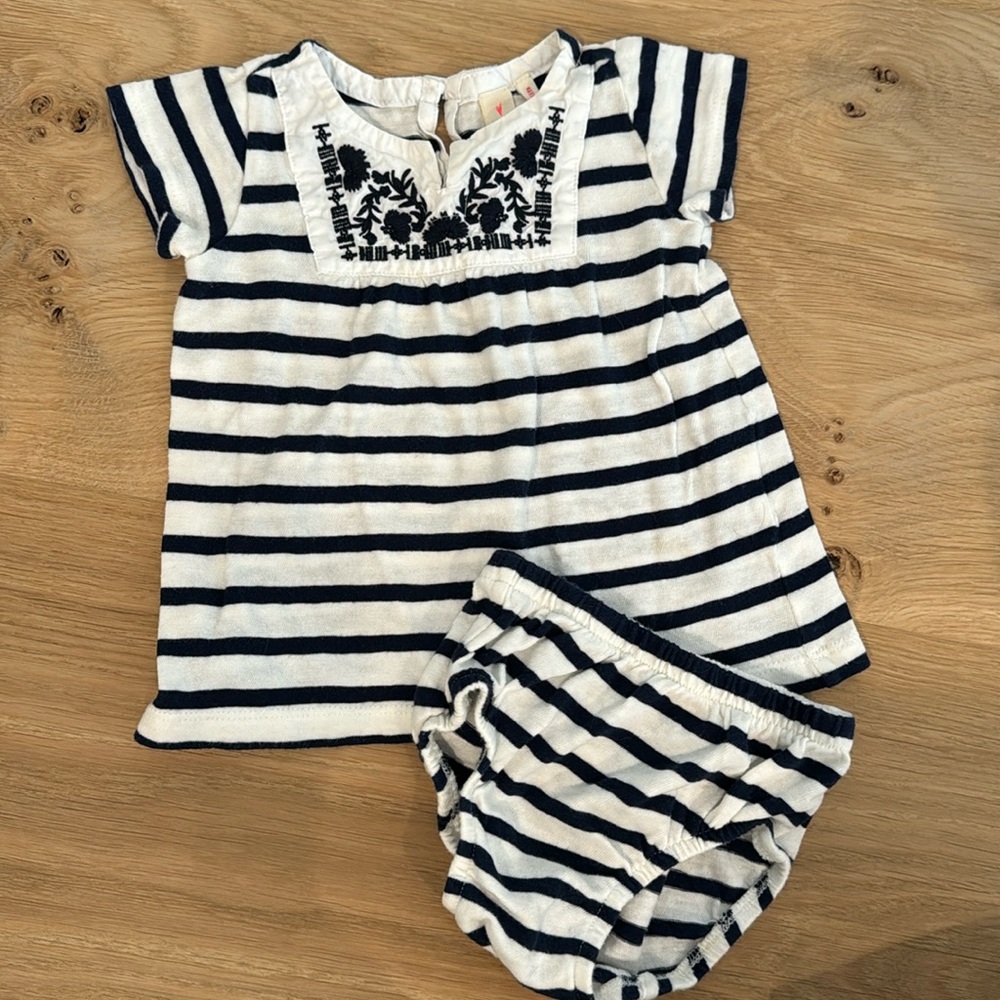 J crew baby navy stripe set 6-12 mo